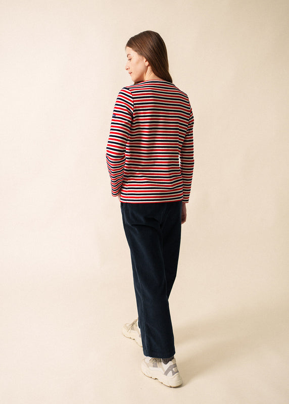 Saint James Méridame Tricolour Sailor Striped Shirt – In Velvet ECUME/MARINE/TULIPE