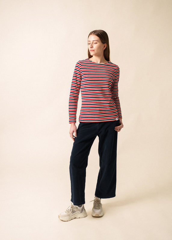 Saint James Méridame Tricolour Sailor Striped Shirt – In Velvet ECUME/MARINE/TULIPE