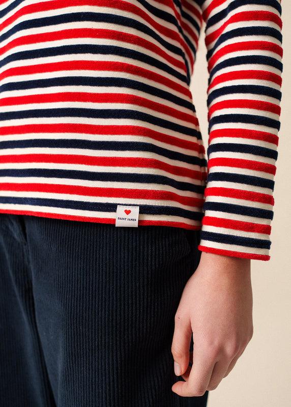 Saint James Méridame Tricolour Sailor Striped Shirt – In Velvet ECUME/MARINE/TULIPE