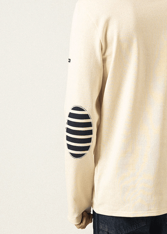 Saint James Méridien Iconic Sailor Shirt With Striped Elbow Patches ECRU/NAVY/ECRU