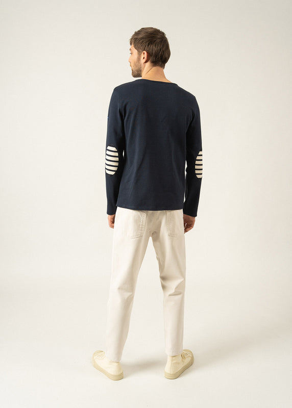 Saint James Méridien Iconic Sailor Shirt With Striped Elbow Patches NAVY/ECRU/NAVY