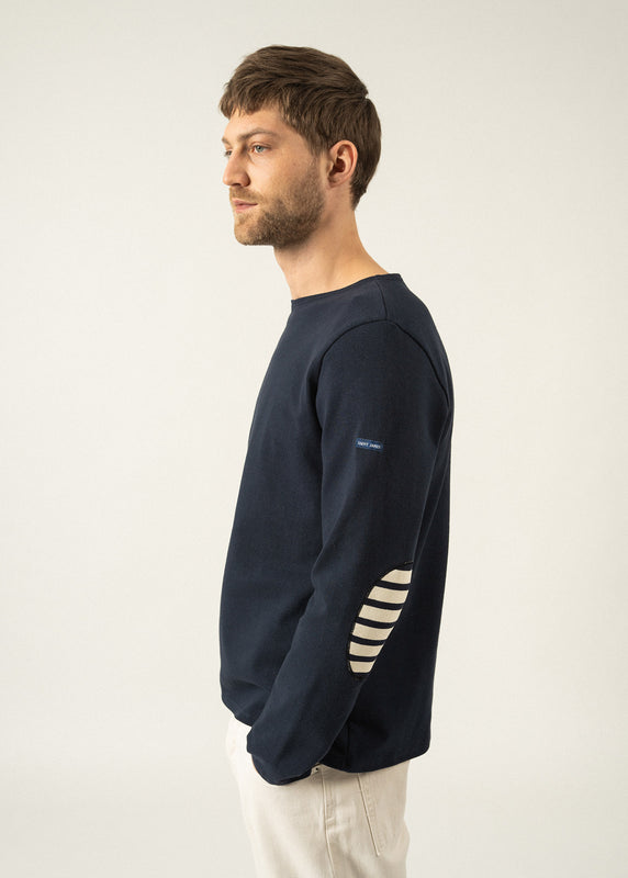 saint james Méridien iconic sailor shirt with striped elbow patches NAVY/ECRU/NAVY