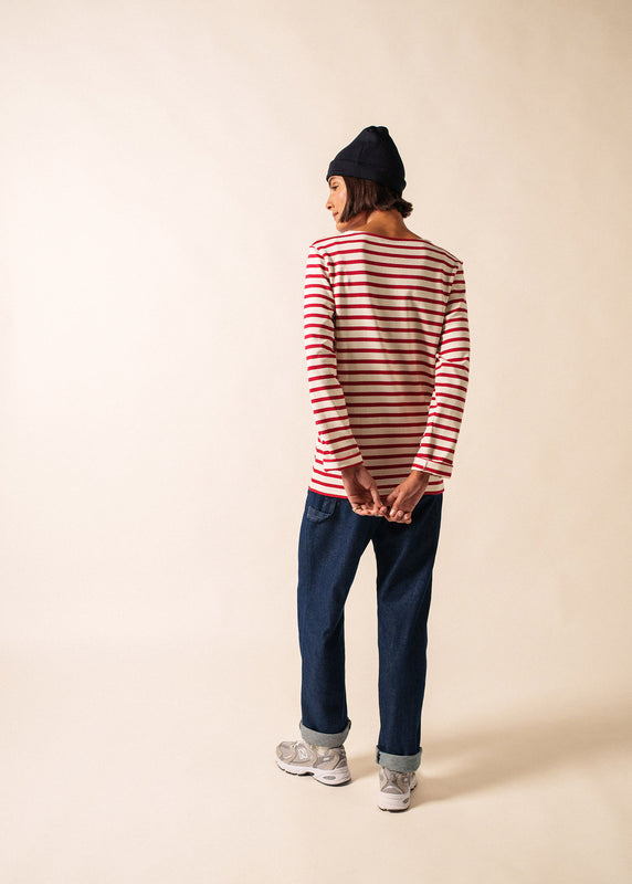 Saint James Meridien Unisex Striped Sailor Shirt ECRU/PERSAN