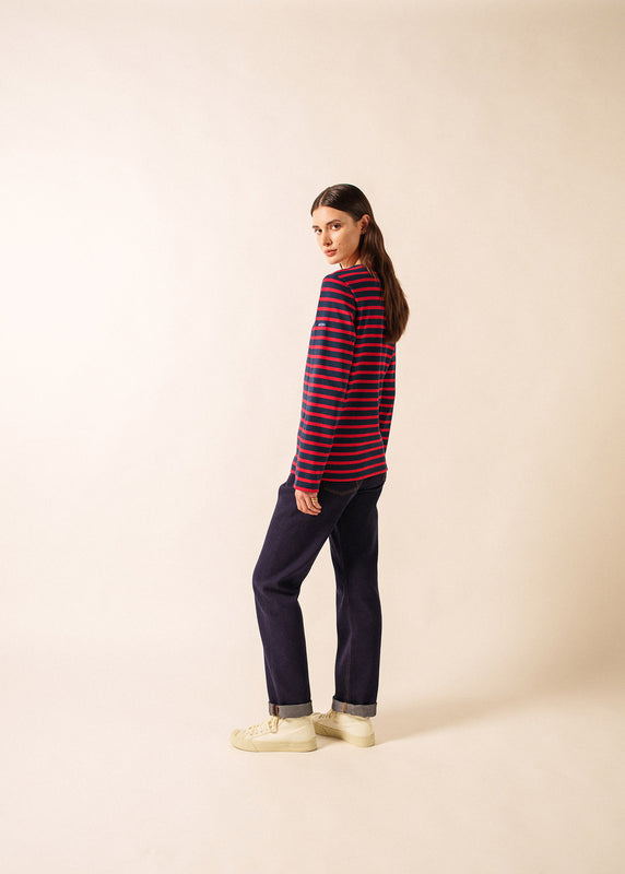 Saint James Meridien Unisex Striped Sailor Shirt MARINE/TULIPE