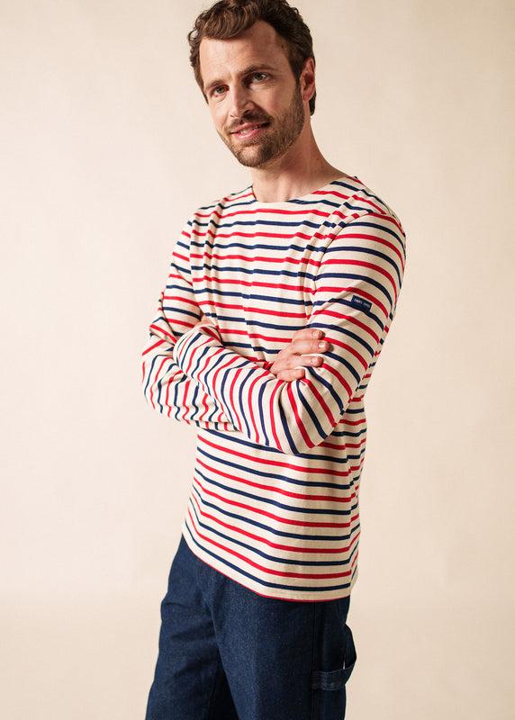 saint james Meridien unisex tricolour striped sailor shirt ECRU/MARIN/TULIPE