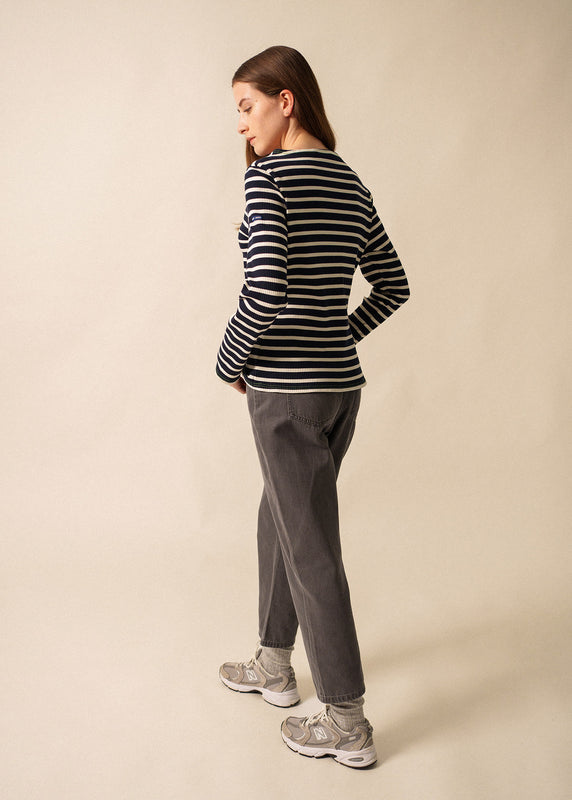 Saint James Minquidame Sailor Striped Shirt NAVY/ECRU