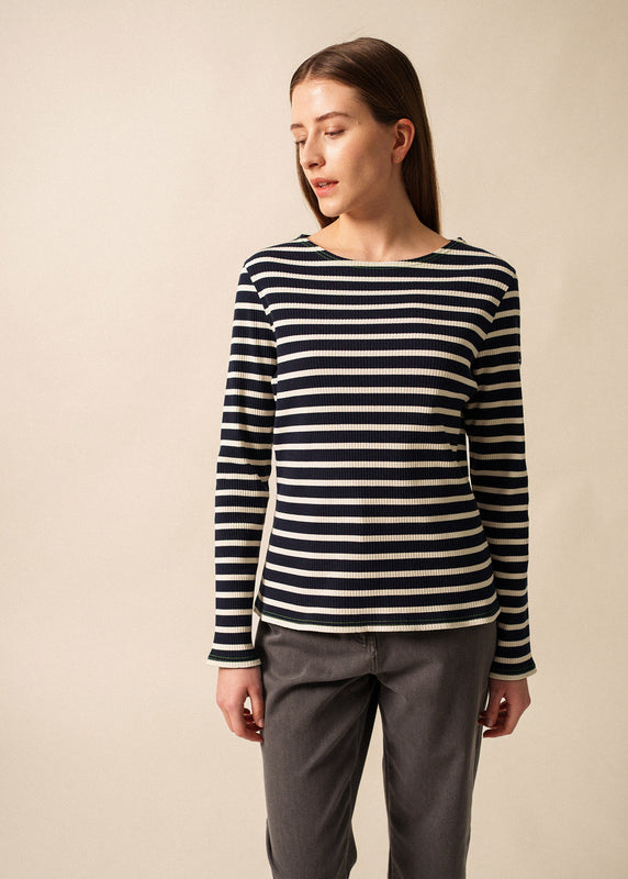 saint james Minquidame sailor striped shirt NAVY/ECRU