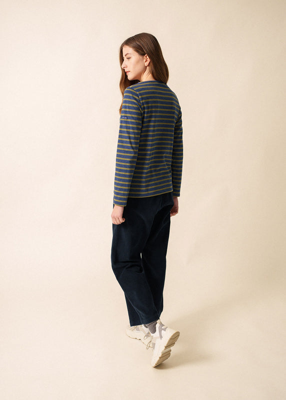 Saint James Minquidame Striped Sailor Shirt DENIM FONCE/FOUGERE