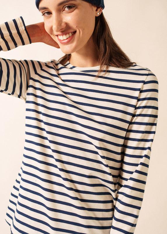 Saint James Minquidame Striped Sailor Shirt ECRU/MARINE