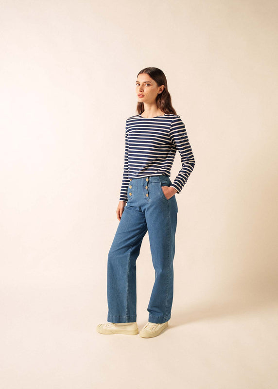 Saint James Minquidame Striped Sailor Shirt MARINE/ECRU