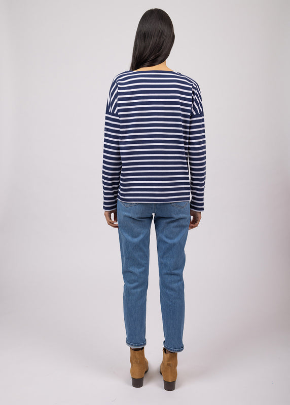 Saint James Minquiers Drop Oversized Striped Sailor Shirt MARINE/NEIGE