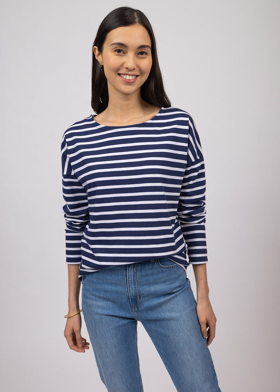 saint james Minquiers Drop oversized striped sailor shirt MARINE/NEIGE