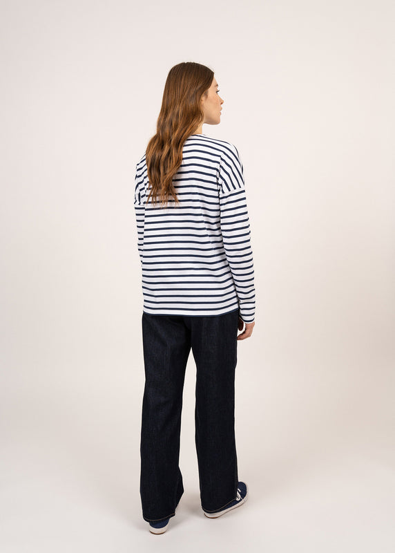 Saint James Minquiers Drop Oversized Striped Sailor Shirt NEIGE/MARINE