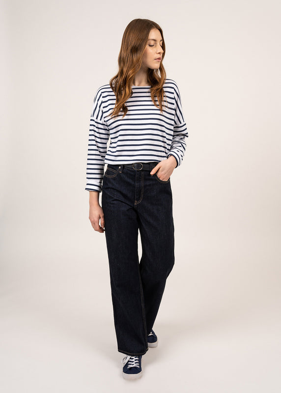 Saint James Minquiers Drop Oversized Striped Sailor Shirt NEIGE/MARINE