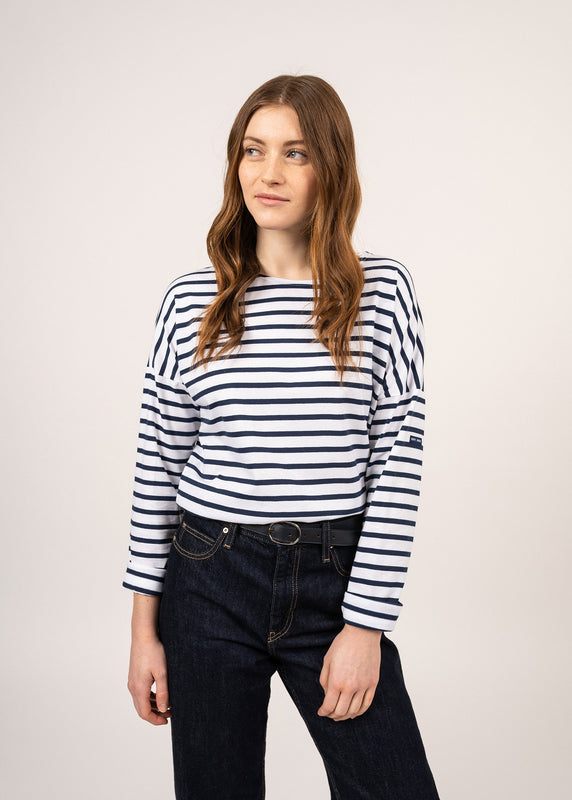 saint james Minquiers Drop oversized striped sailor shirt NEIGE/MARINE