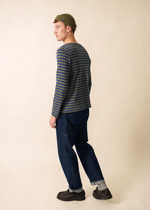 Saint James Minquiers Unisex Striped Sailor Shirt DENIM FONCE/FOUGERE