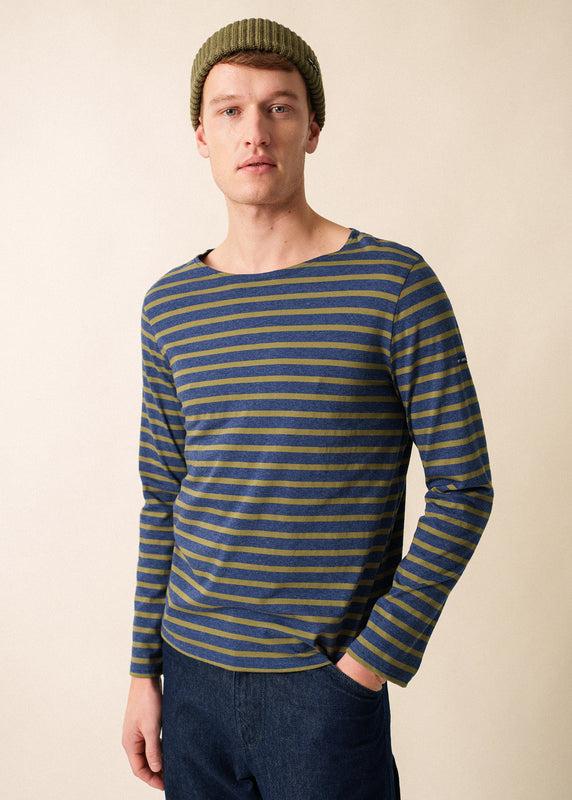 saint james Minquiers unisex striped sailor shirt DENIM FONCE/FOUGERE