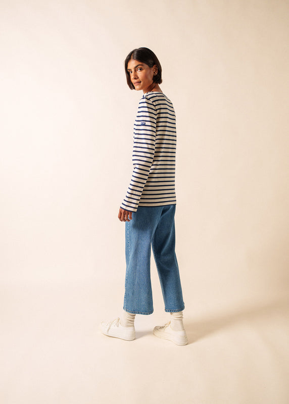 Saint James Minquiers Unisex Striped Sailor Shirt ECRU/MARINE