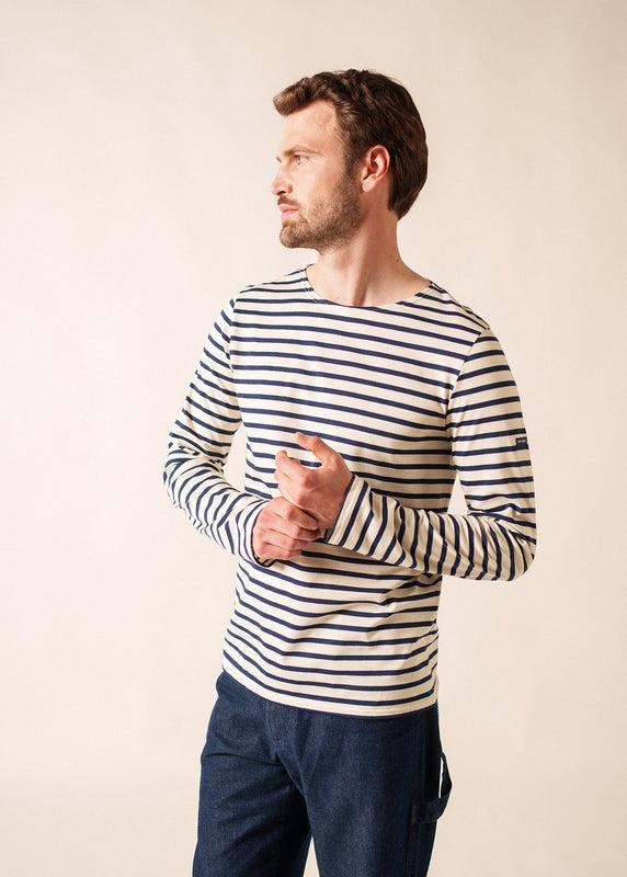Saint James Minquiers Unisex Striped Sailor Shirt ECRU/MARINE