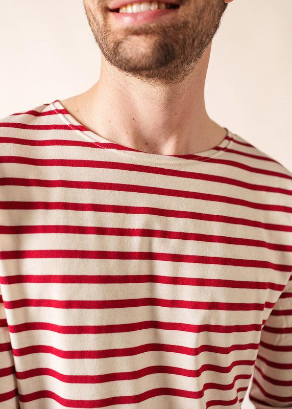 Saint James Minquiers Unisex Striped Sailor Shirt ECRU/PERSAN