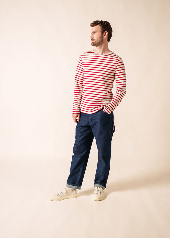 Saint James Minquiers Unisex Striped Sailor Shirt ECRU/PERSAN