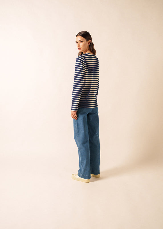 Saint James Minquiers Unisex Striped Sailor Shirt MARINE/ECRU