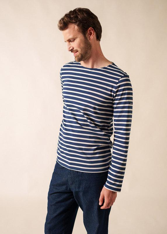 Saint James Minquiers Unisex Striped Sailor Shirt MARINE/NEIGE