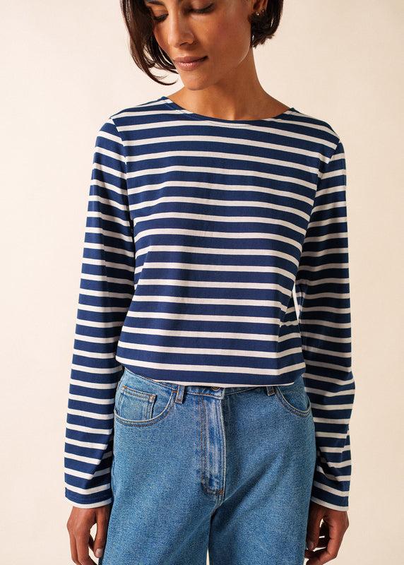 saint james Minquiers unisex striped sailor shirt MARINE/NEIGE