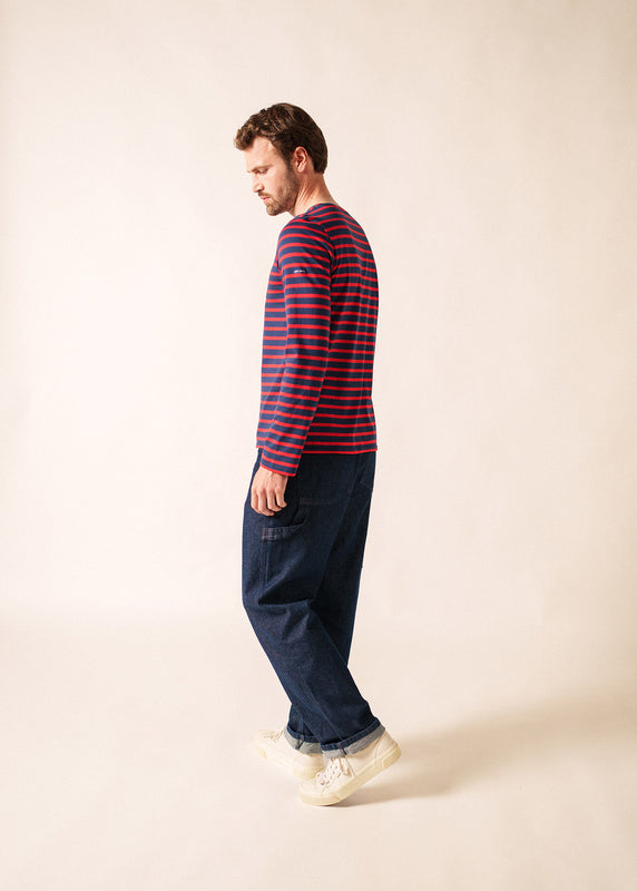 Saint James Minquiers Unisex Striped Sailor Shirt MARINE/TULIPE