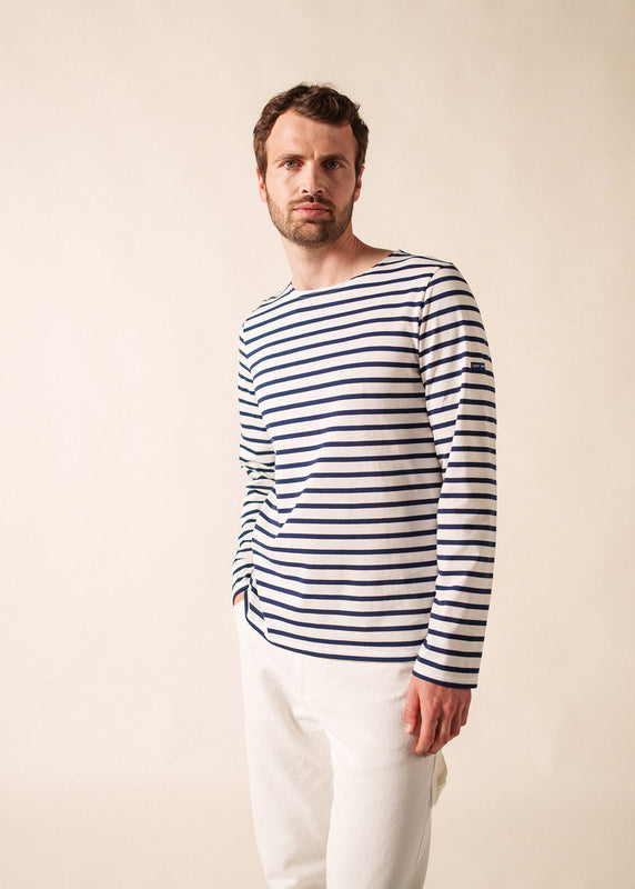 Saint James Minquiers Unisex Striped Sailor Shirt NEIGE/MARINE