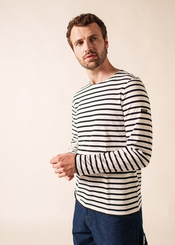 saint james Minquiers unisex striped sailor shirt NEIGE/NOIR