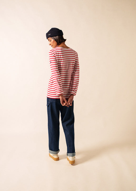 Saint James Minquiers Unisex Striped Sailor Shirt NEIGE/TULIPE