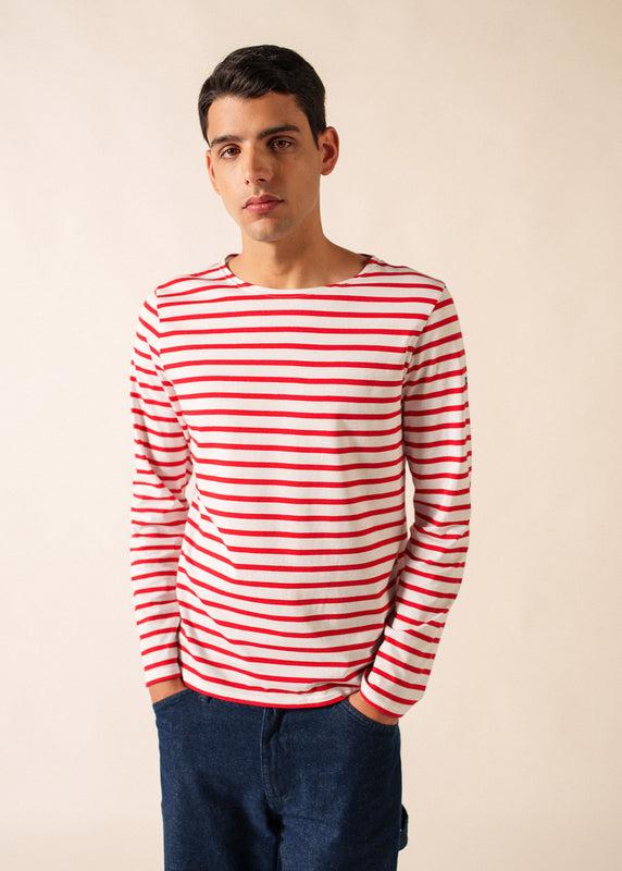 Saint James Minquiers Unisex Striped Sailor Shirt NEIGE/TULIPE