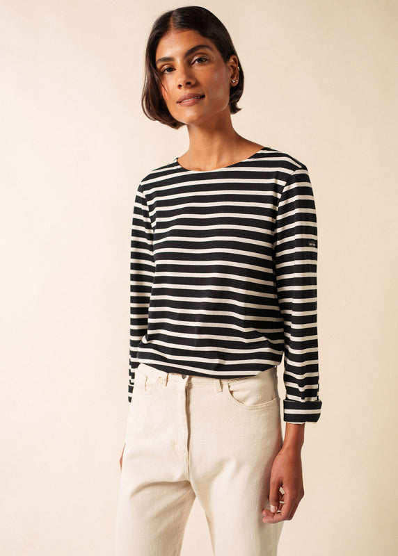 saint james Minquiers unisex striped sailor shirt NOIR/ECRU