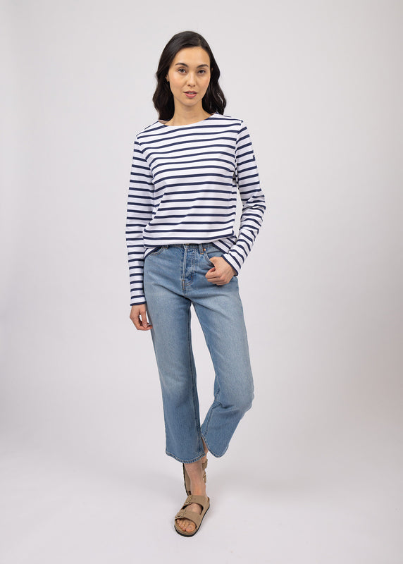 Saint James Minquilock Iconic Sailor Striped Shirt NEIGE/MARINE