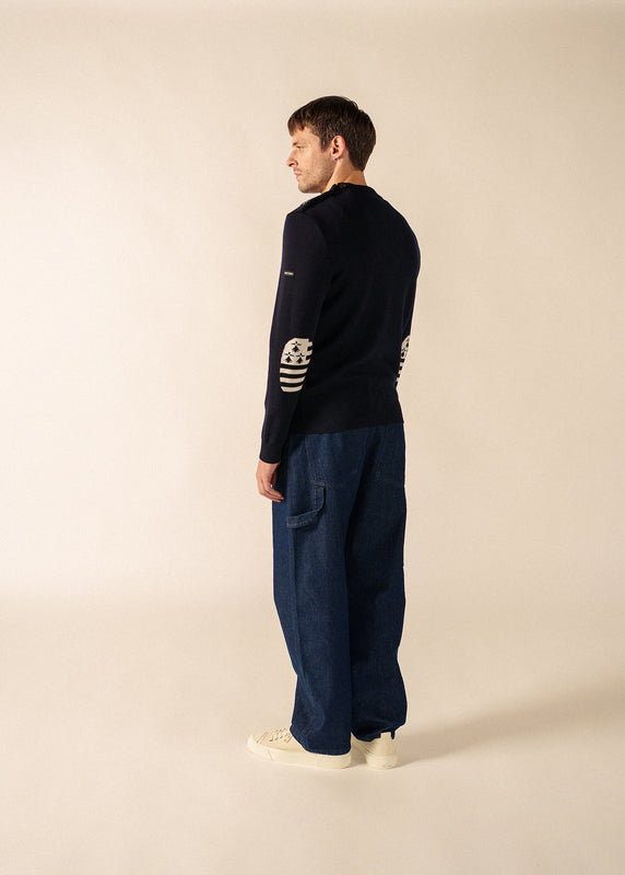Saint James Mondiovision Brittany Jumper NAVY/MULTICO