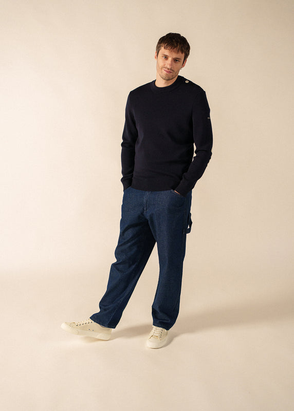 Saint James Mondiovision Brittany Jumper NAVY/MULTICO