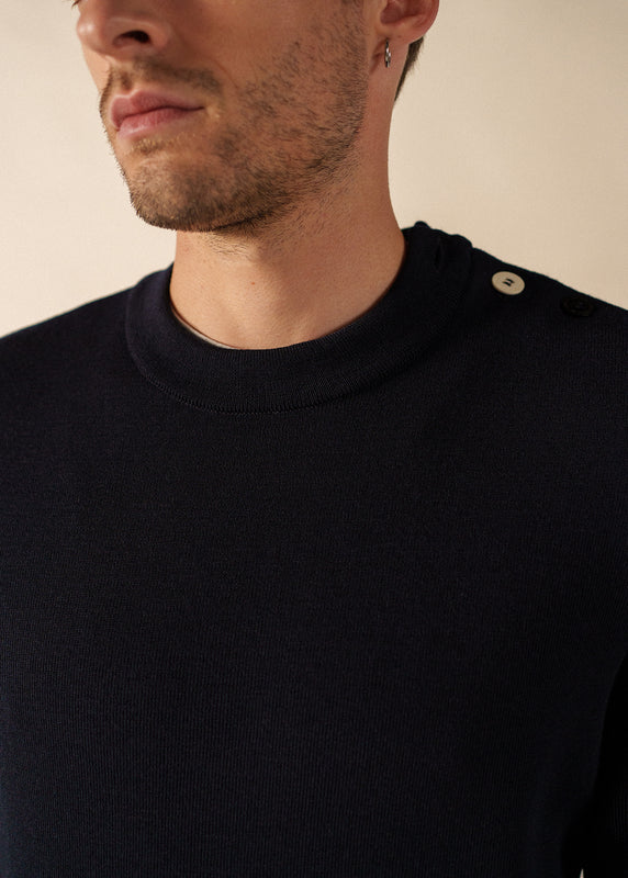 Saint James Mondiovision Brittany Jumper NAVY/MULTICO