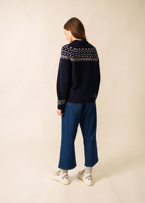 Saint James Mont Cervin Patterned Jumper NAVY/MULTICO