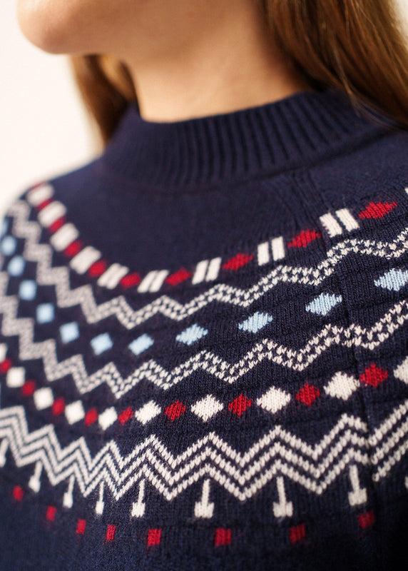 Saint James Mont Cervin Patterned Jumper NAVY/MULTICO