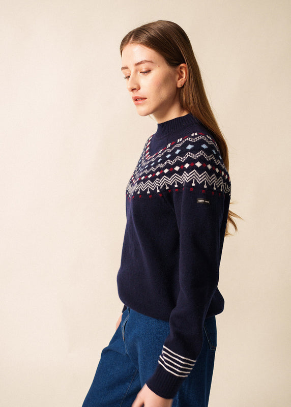 saint james Mont Cervin patterned jumper NAVY/MULTICO
