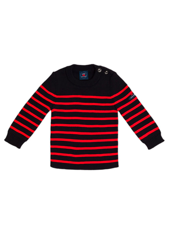 saint james Moussaillon striped sailor jumper for babies NAVY/ROUGE