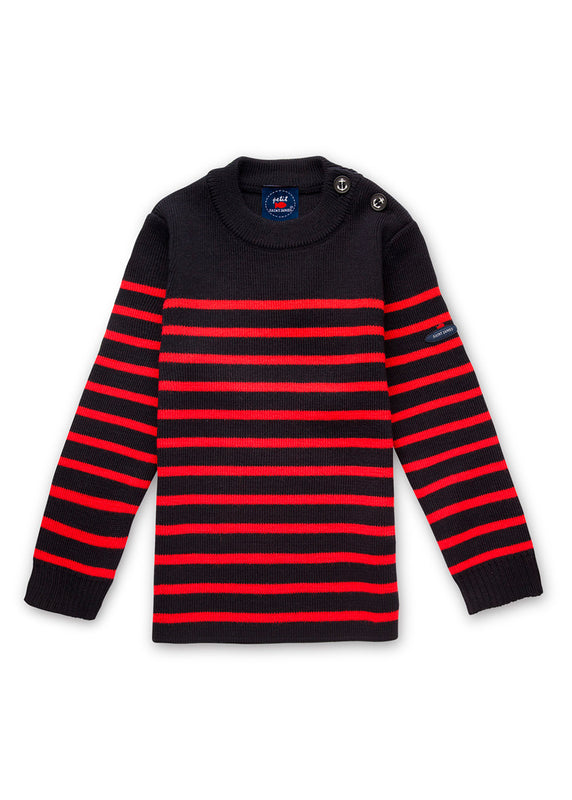 saint james Moussaillon striped sailor jumper for kids NAVY/ROUGE