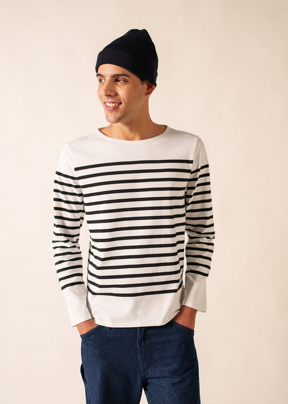 saint james Naval authentic striped sailor shirt NEIGE/NOIR