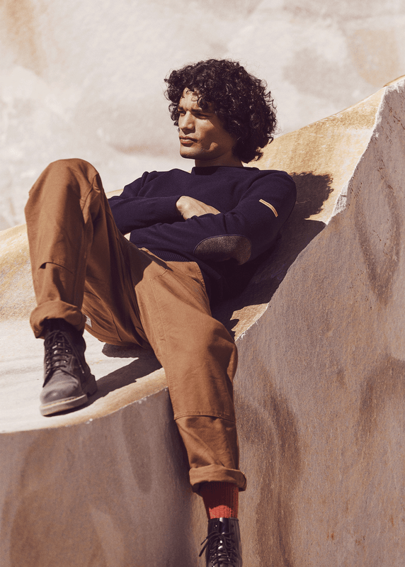 Saint James Patrimoine Sailor Jumper With Elbow Patches MARINE