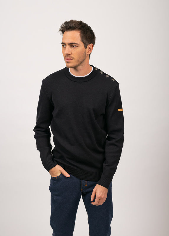 Saint James Patrimoine Sailor Jumper With Elbow Patches MARINE