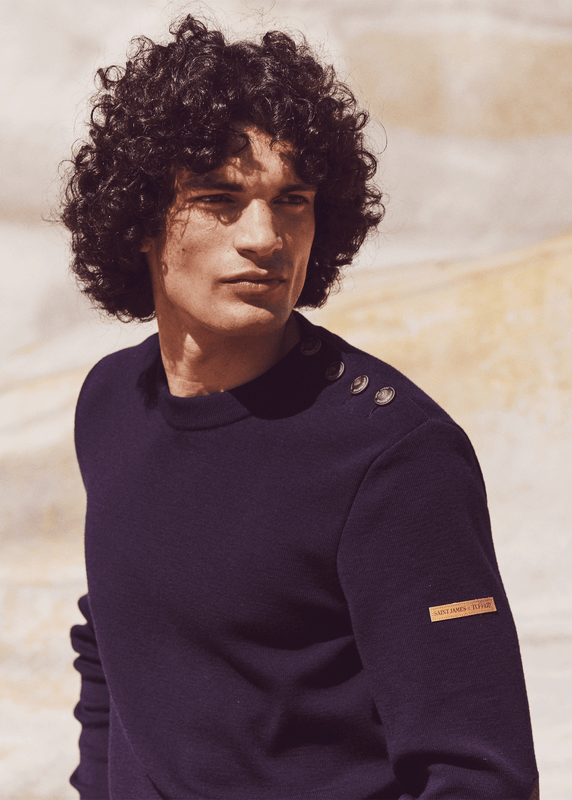 saint james Patrimoine sailor jumper with elbow patches MARINE