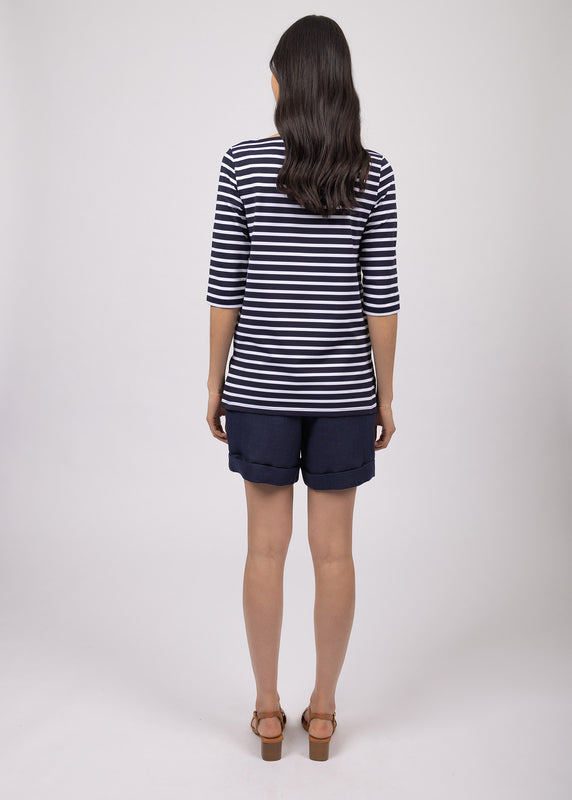 Saint James Phare Boat Neck Striped Sailor Shirt NAVY/NEIGE