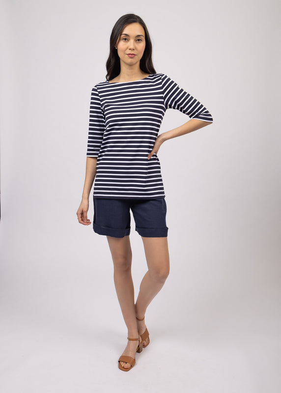 Saint James Phare Boat Neck Striped Sailor Shirt NAVY/NEIGE