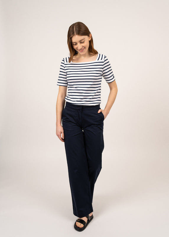 Saint James Pléneuf Square Neck Striped Sailor Shirt NEIGE/MARINE